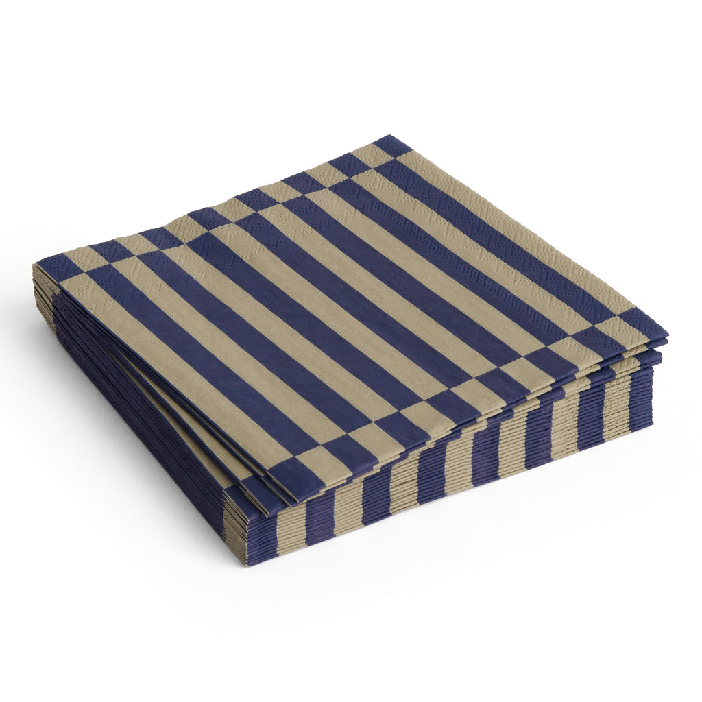 Pattern Napkins - Set of 20 - Dark blue and dark sand pillar stripe