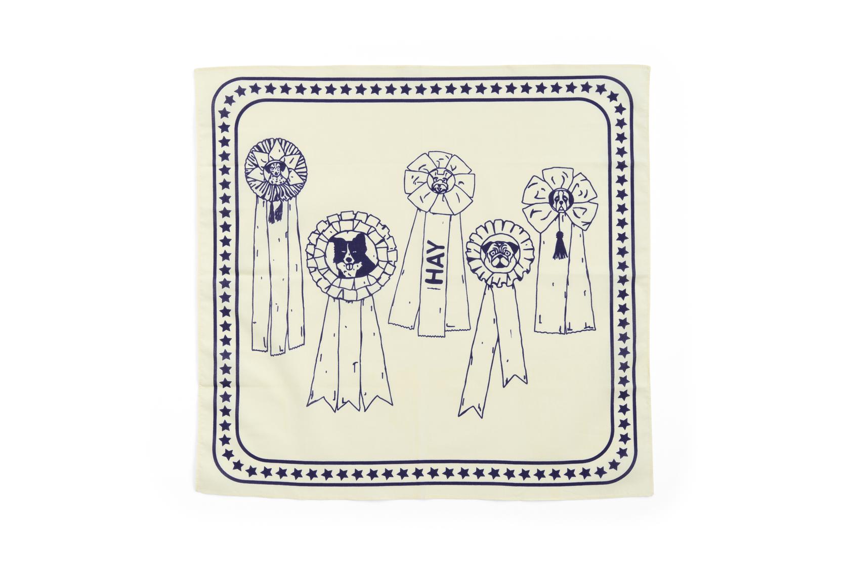 HAY Dogs Scarf (Recycled) - Off-white with blue