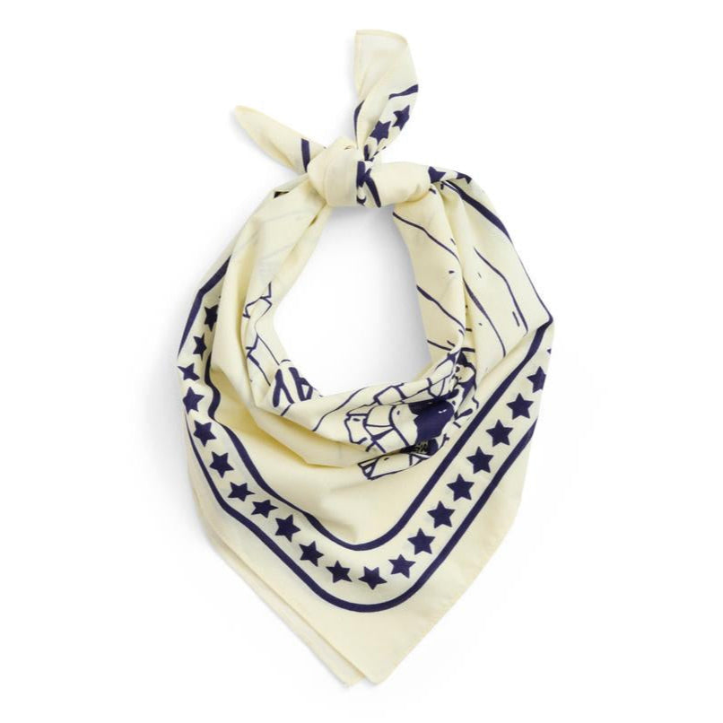 Eșarfă pentru câini HAY reciclata - off-white with blue