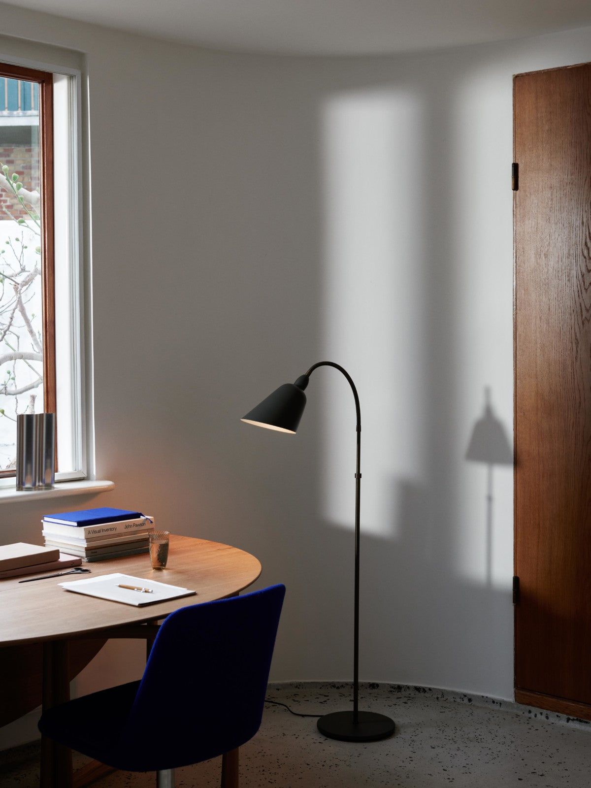 Bellevue AJ7 Floor Lamp - Stone Grey & Bronzed Brass