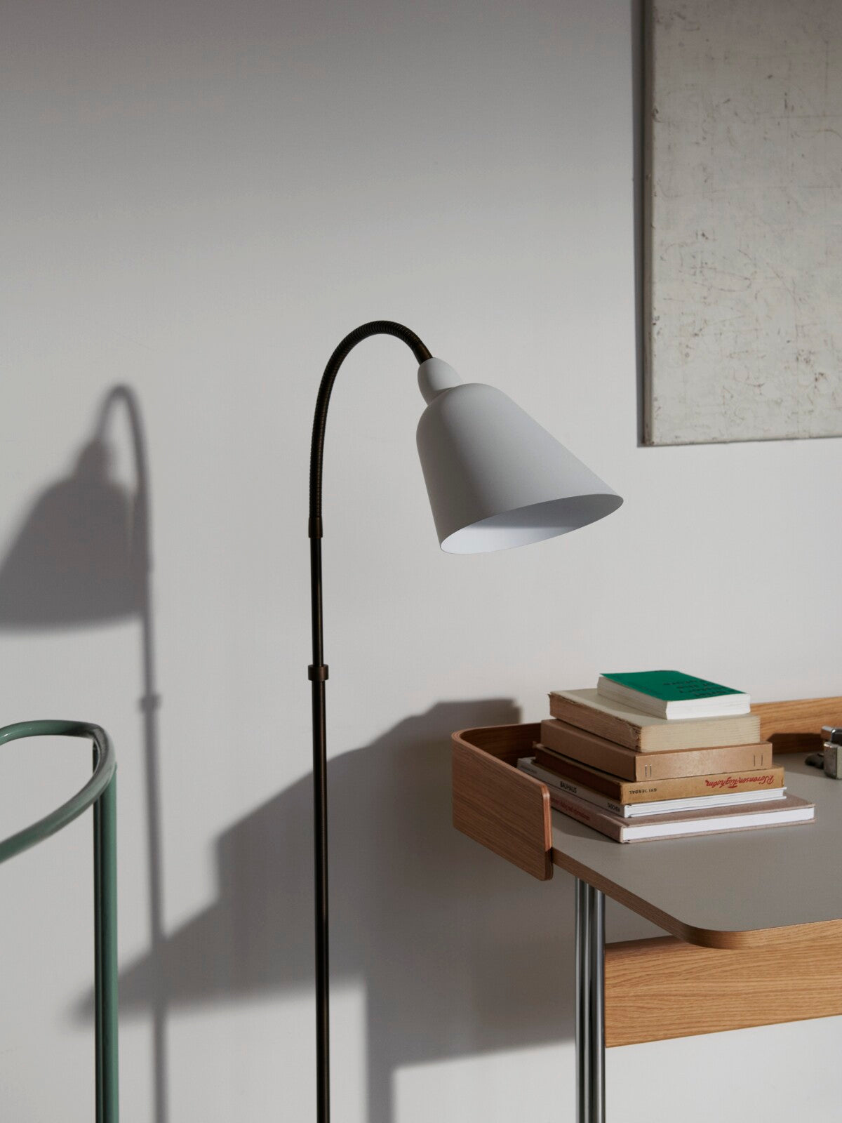 Bellevue AJ7 Floor Lamp - White & Bronzed Brass