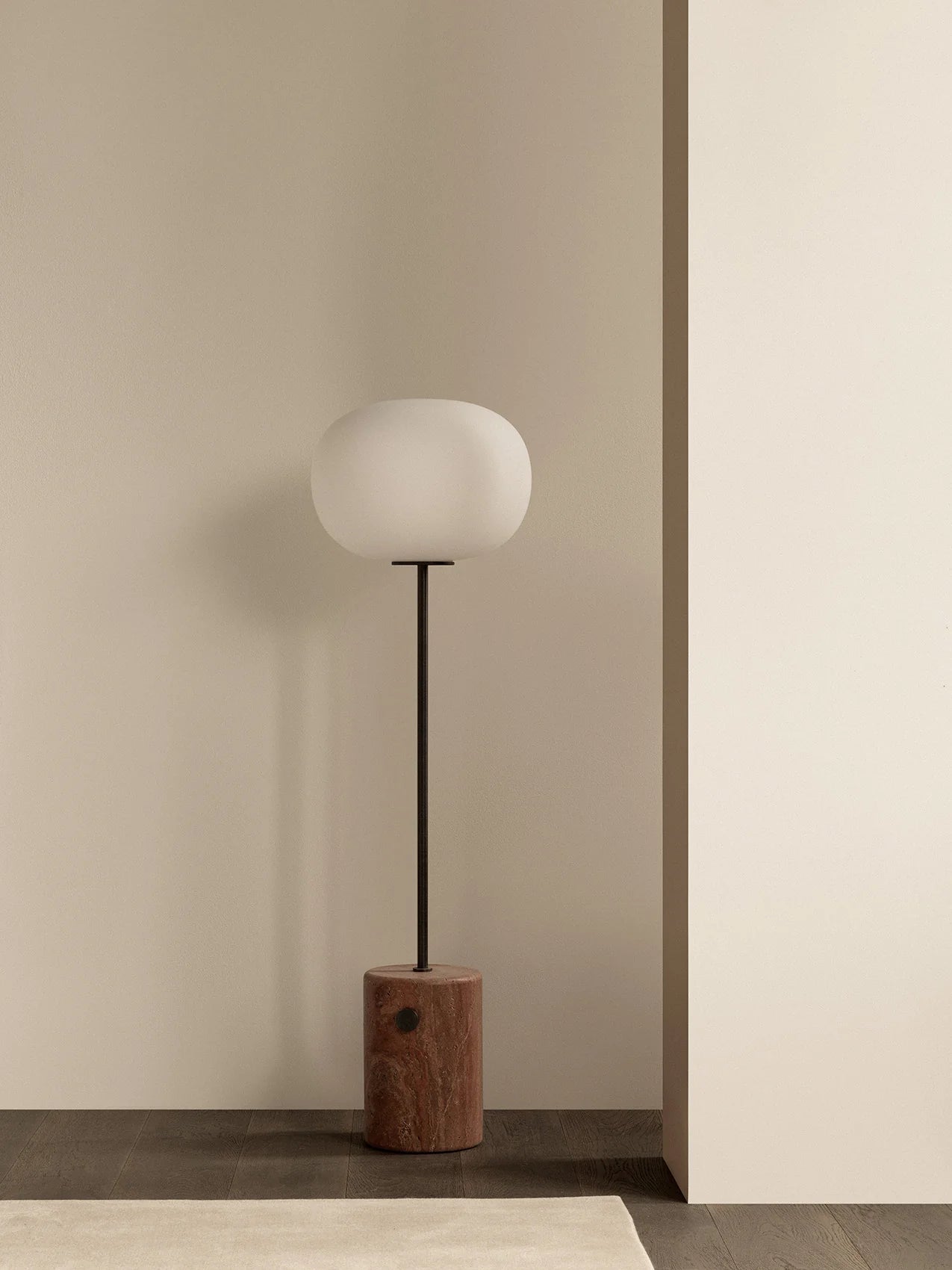 JWDA Floor Lamp - Red Travertine Stone | Bronzed Brass
