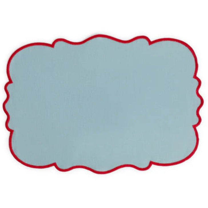 Set of 2 Scalloped Placemats - Light blue