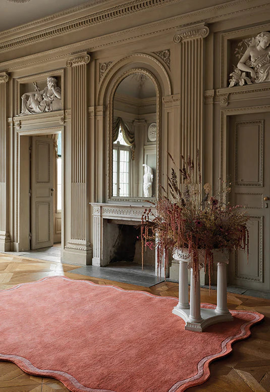 Scallop Wool Rug - Watermelon Pink