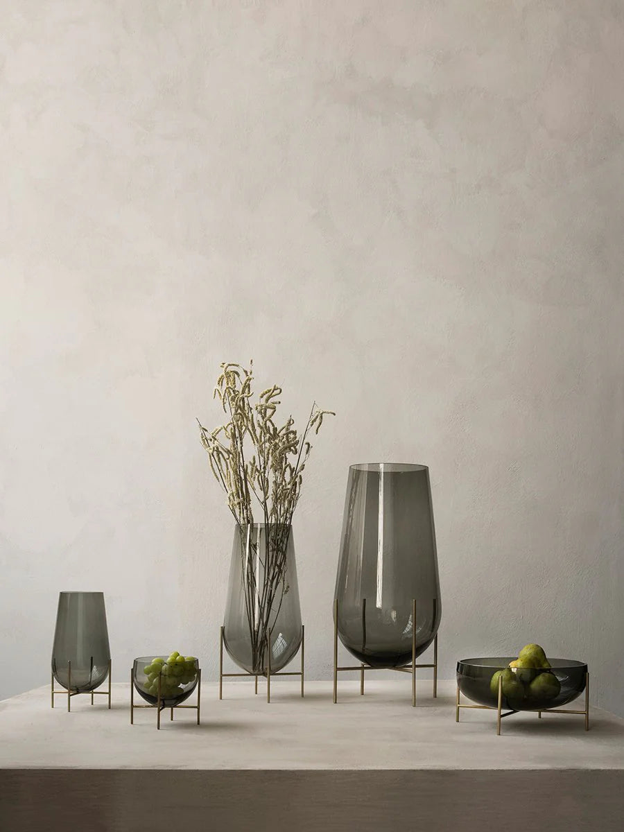 Échasse Vase Medium - Brass, Green Smoked Glass