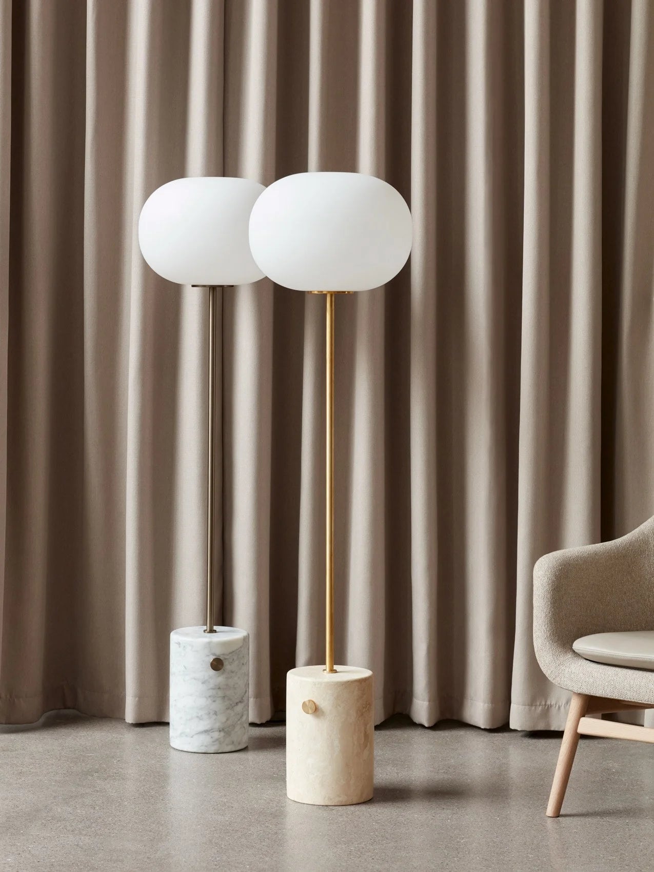 JWDA Floor Lamp - White Marble | Bronzed Brass