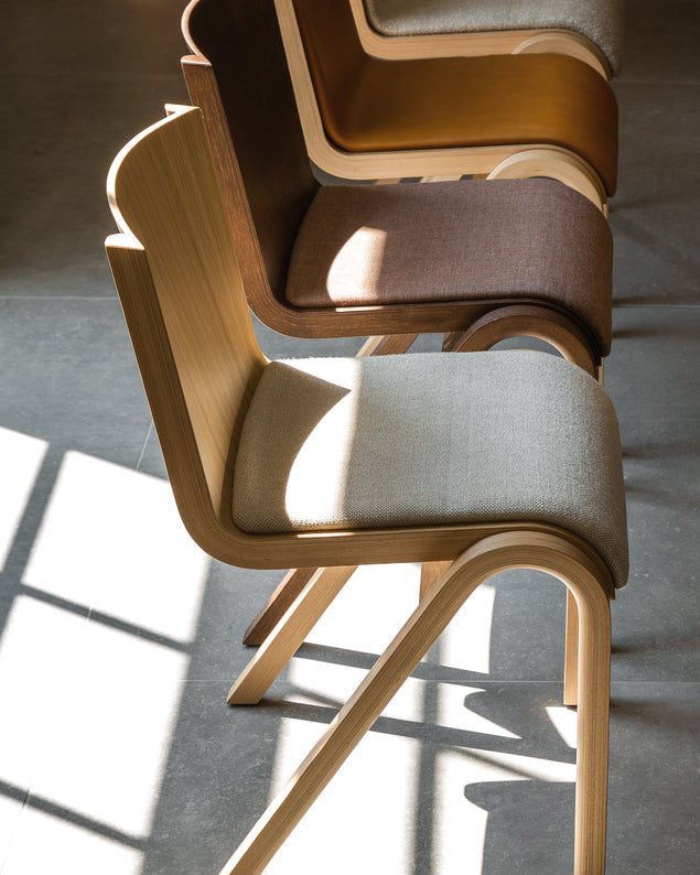 Ready Dining Chair - Red Stained Oak - Seat Upholstered