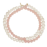 Bells of the Wild Pearl and Rose Quartz Bead Gold Vermeil Necklace