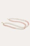 Bells of the Wild Pearl and Rose Quartz Bead Gold Vermeil Necklace