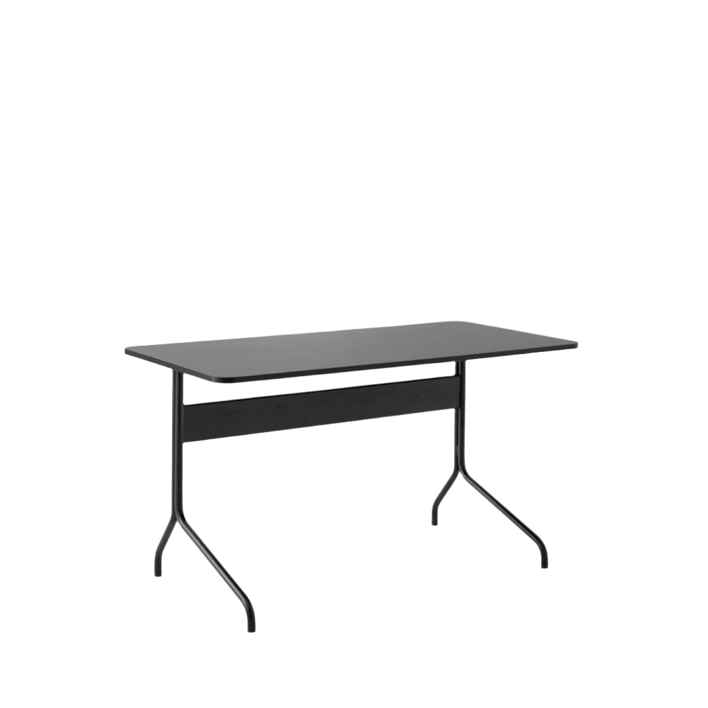 Pavilion Desk AV16 - Black Linoleum & Black lacquered oak