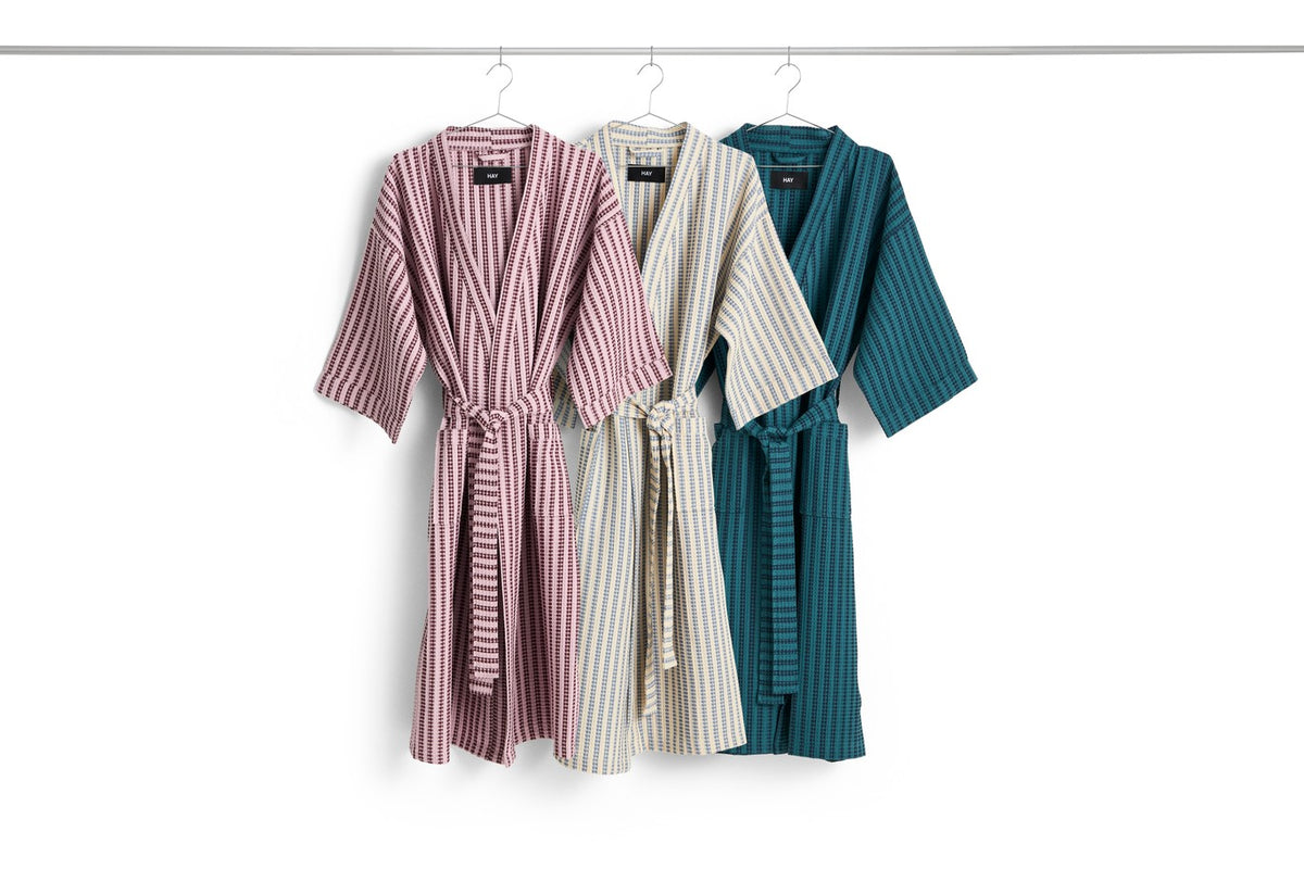 Waffle Bathrobe - Stripe cool pink