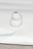Squeezed Small Vase in Matte White with Faux Pearls