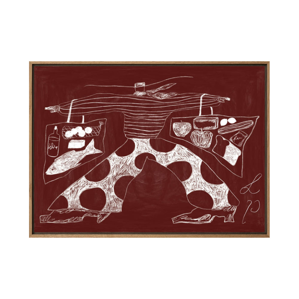 Canvas Lucia Tuffley, Sam Shopping, Oak wood frame