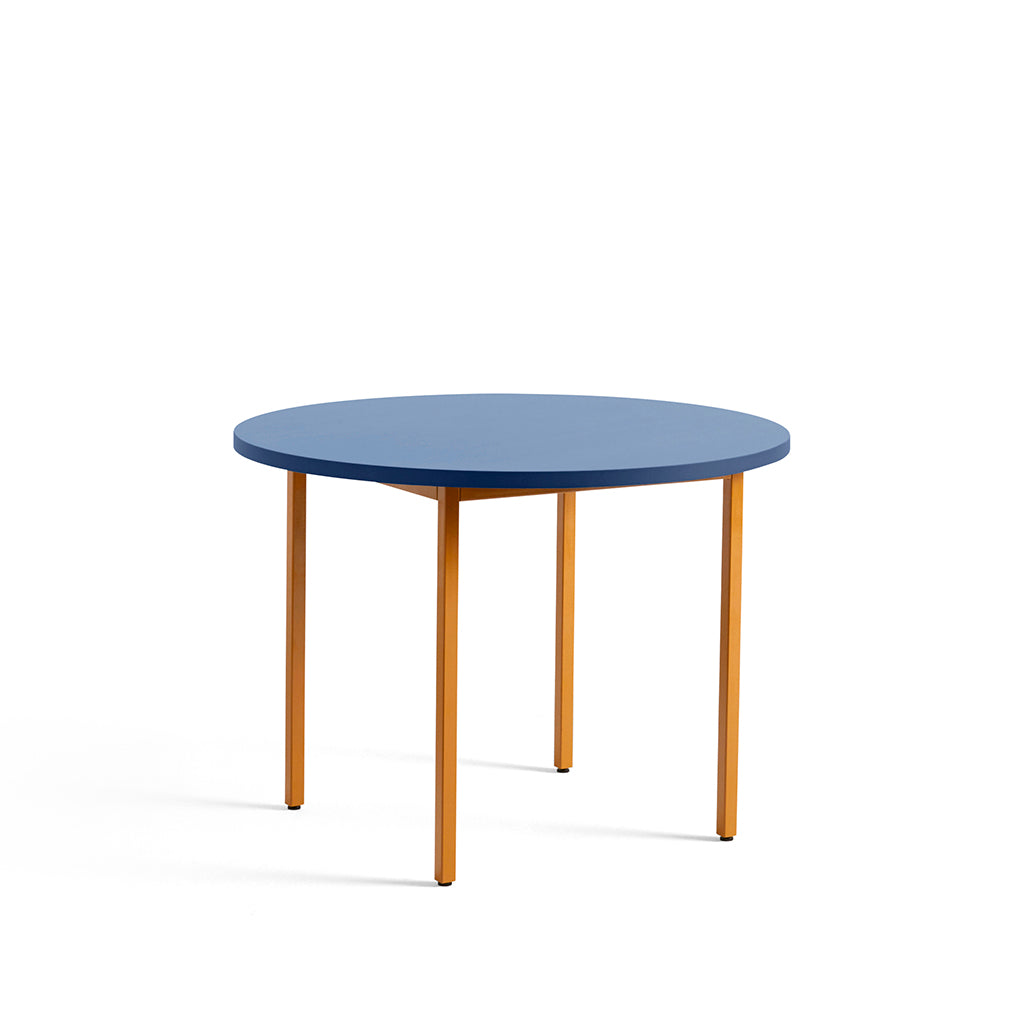 Two-Colour Round Dining Table - Ochre, Blue