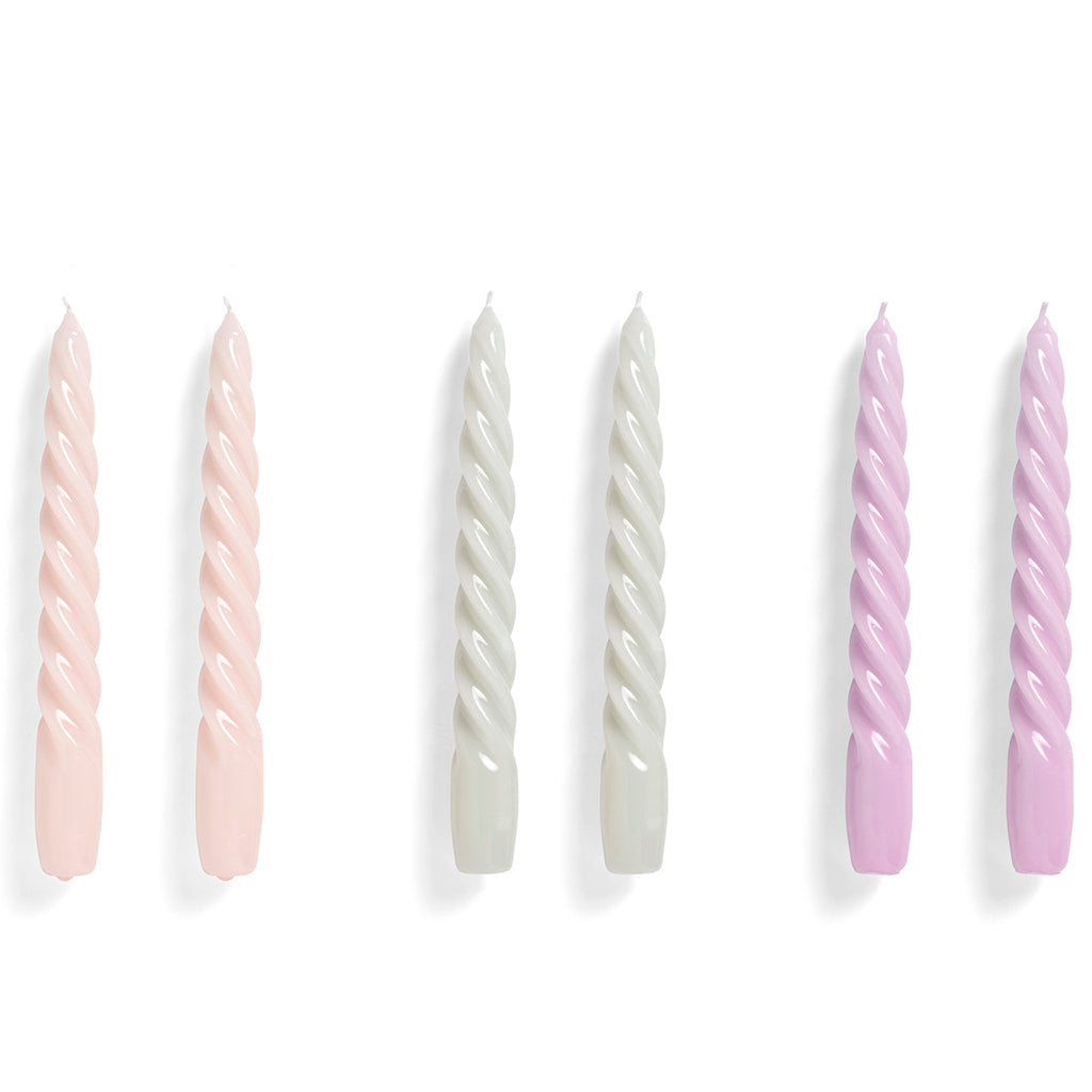Set de 6 lumânări Twist - Light Rose, Light Grey, Lilac