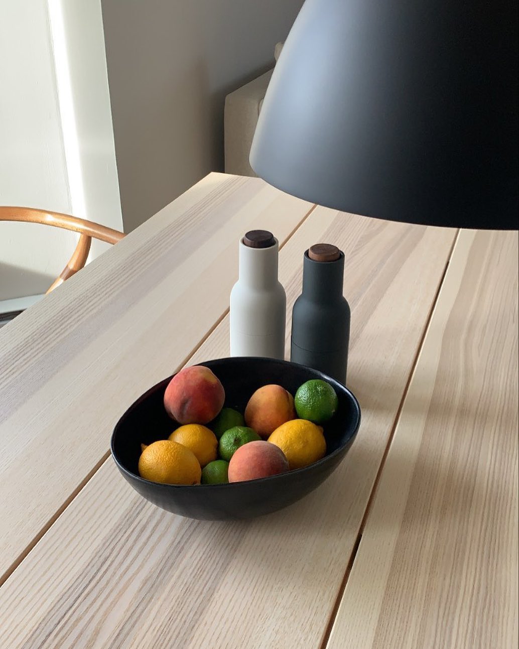Bottle Grinder, 2-Piece - Carbon / Ash with walnut lid