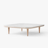 Fly Lounge Table SC11, Large - White Oiled Oak w. honed Bianco Carrara marble