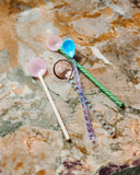 Glass Spoons-Twist Set of 2 - Turquoise and light pink