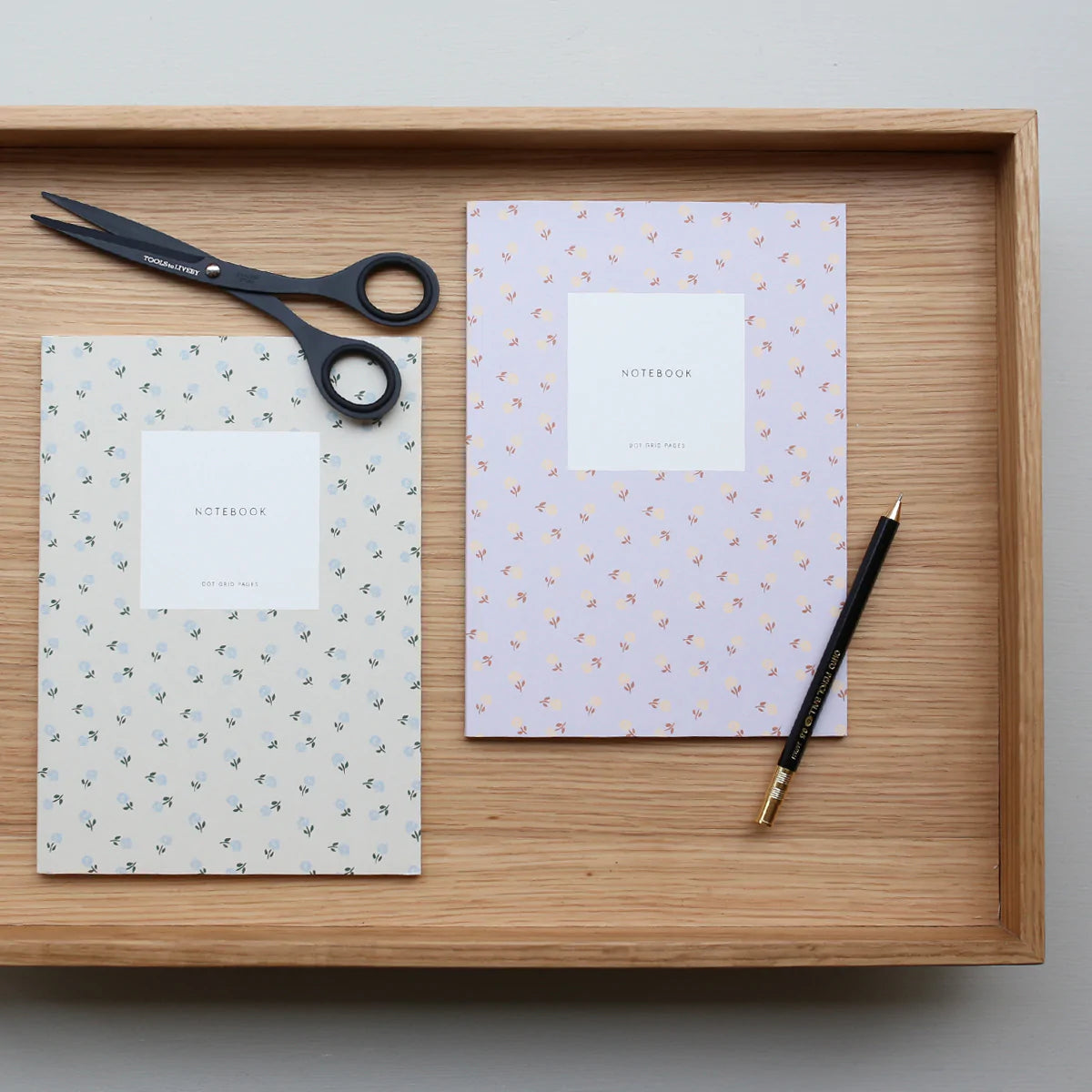 Small Notebook - Creamy Grey flowers