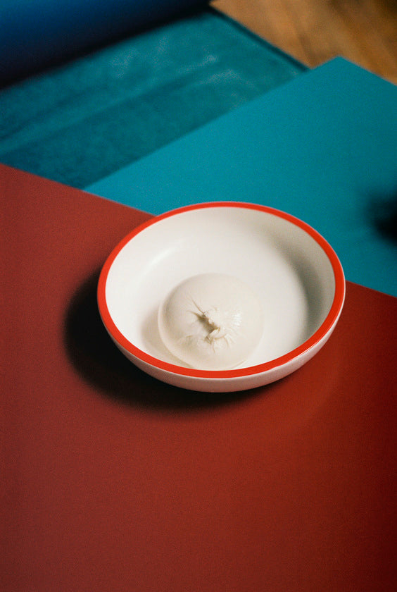 Sobremesa Serving Bowl S - White with red rim