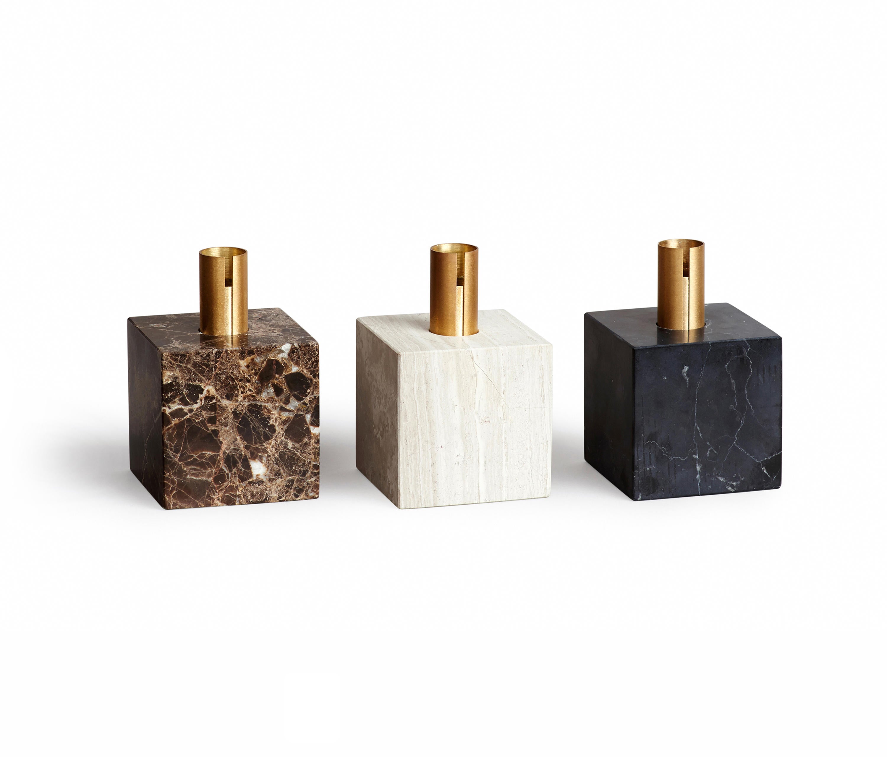 Block Candle Holder - Light Fossil