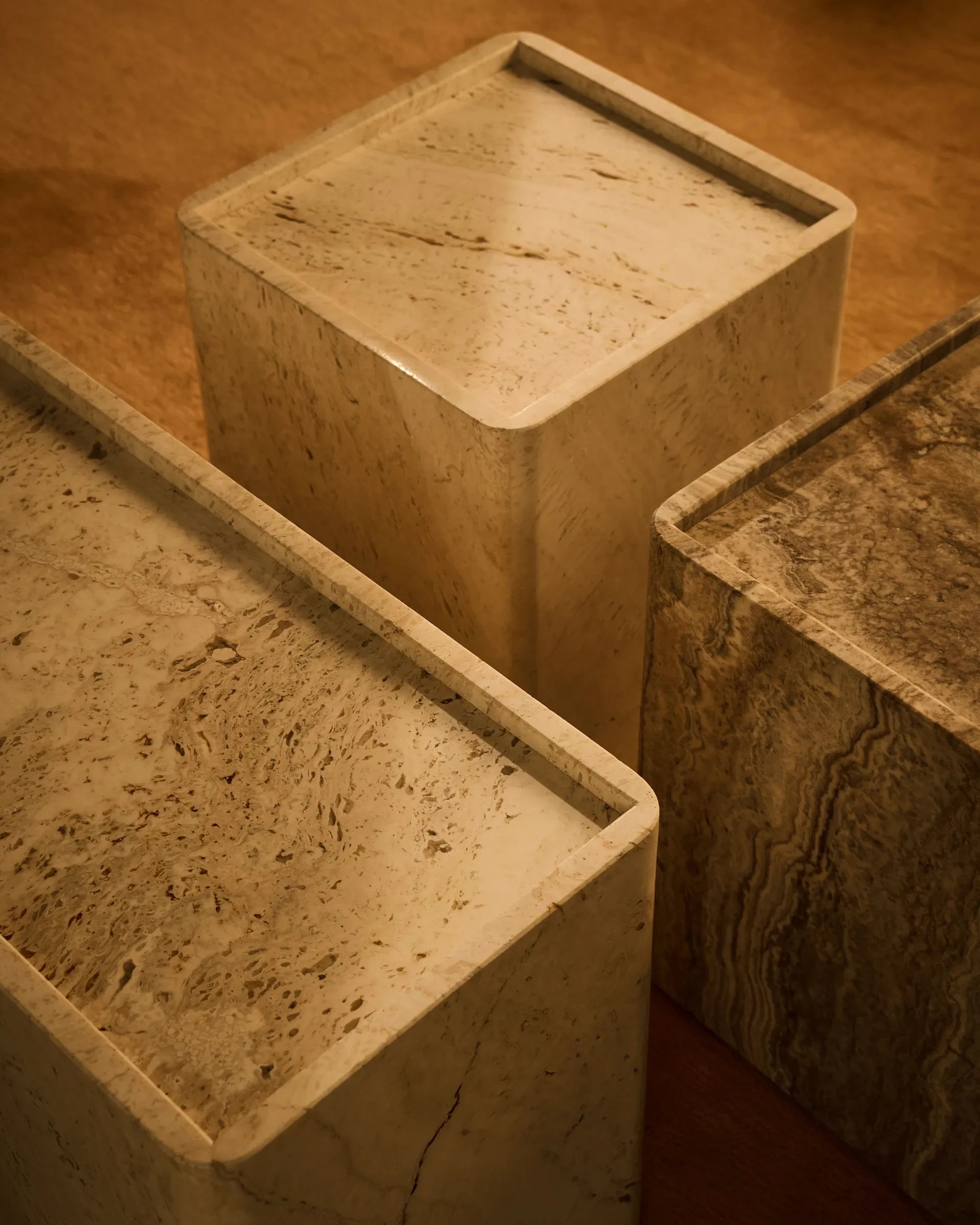 Pietra Side Table - Neutral White Travertine