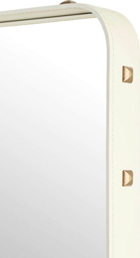Adnet Wall Mirror Rectangular - Cream Leather