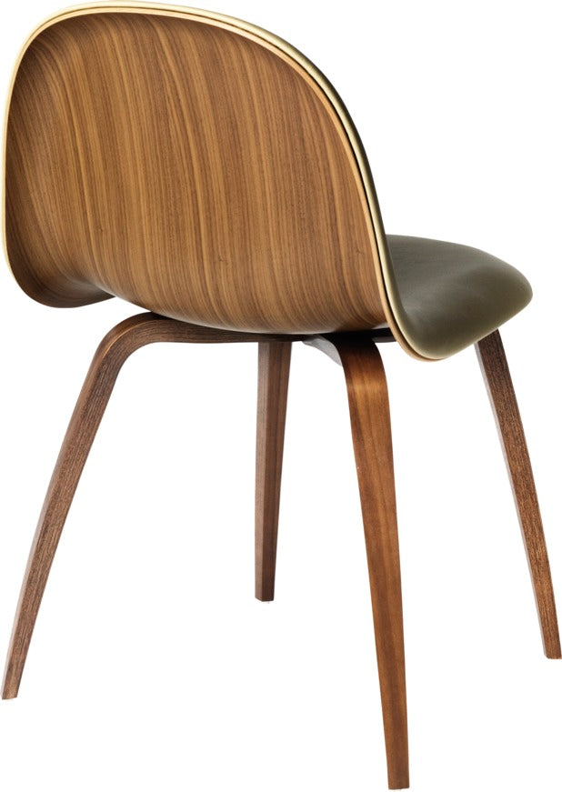 GUBI 3D Dining Chair Front Upholstered - Wood Base, Wood Shell