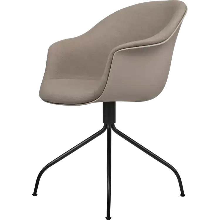 Bat Meeting Chair Front Upholstered, Height adjustable 4-star base, Black Matt
