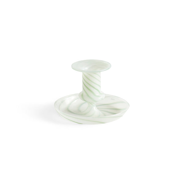 Suport de lumânare Flare Stripe Milk Mic - Verde