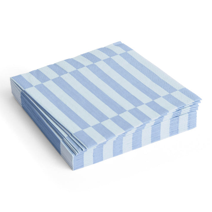 Pattern Napkins - Set of 20 - Light blue and dusty blue pillar stripe