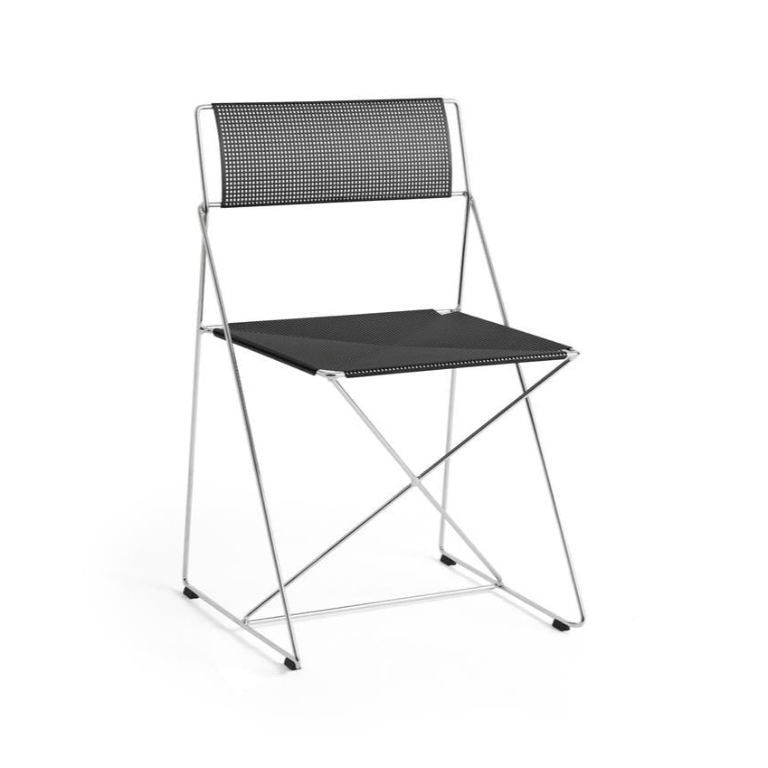 X-Line Chair Chromed base, Indoor - Black powder coated seat/back