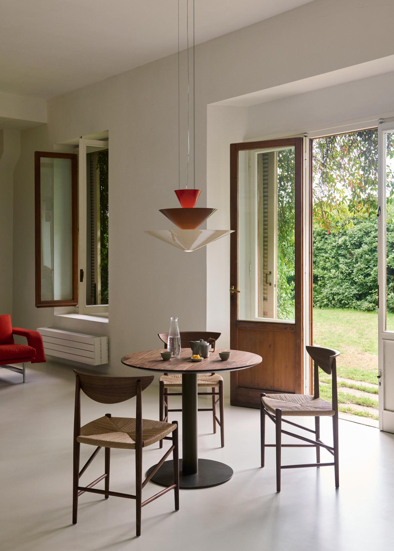 Gio Pendant LN14 Ø 60 Vermilion Red & Dark Burgundy & Ecru White