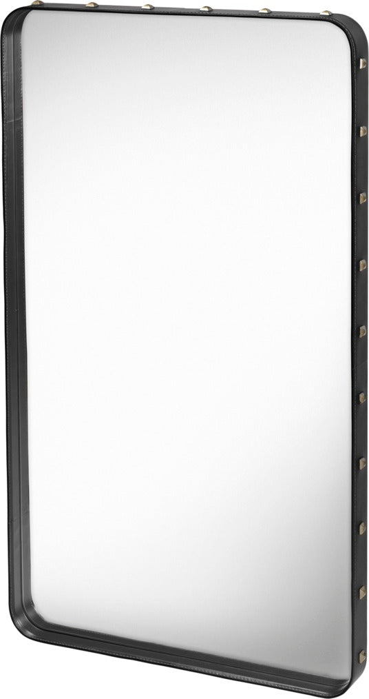 Adnet Wall Mirror Rectangular - Black Leather