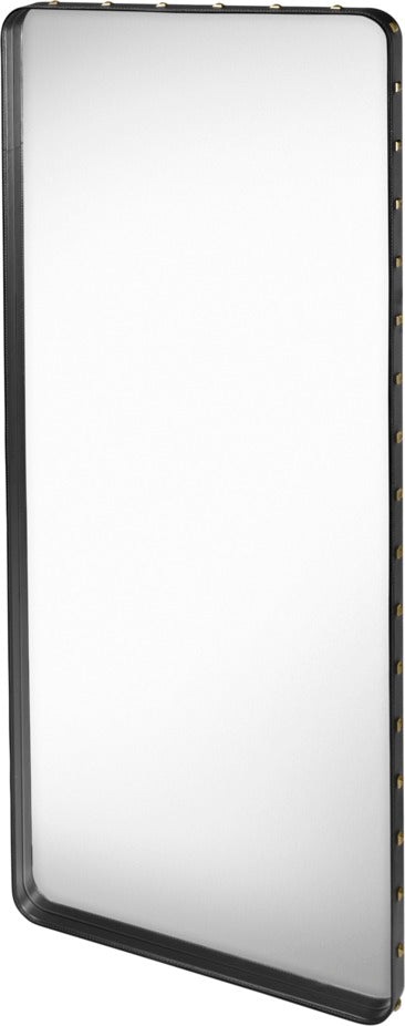 Adnet Wall Mirror Rectangular - Black Leather