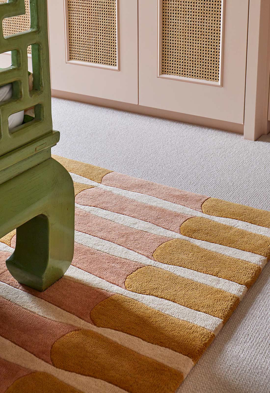 Alice Crawley Bamboo Forrest  Wool Rug - Rose