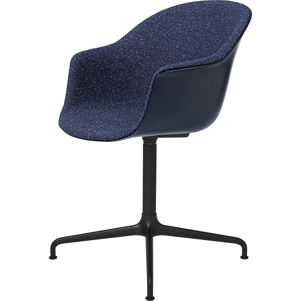 Bat Meeting Chair Front Upholstered, Height adjustable 4-star base, Black Matt