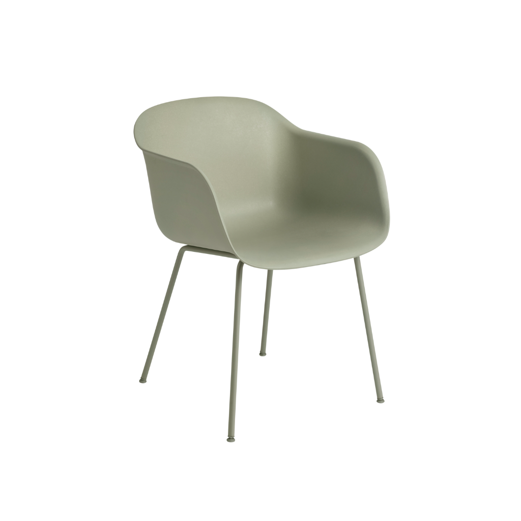 Fiber Armchair Dsuty Green, Tube Base