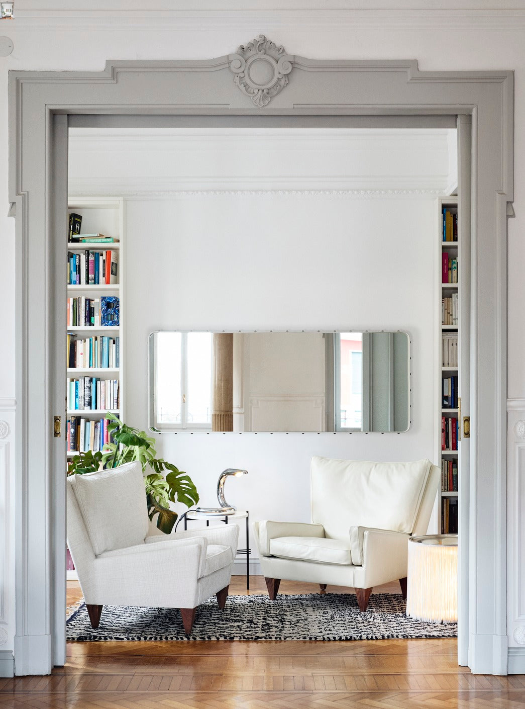 Adnet Wall Mirror Rectangular - Cream Leather
