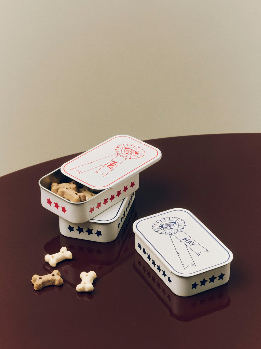HAY Dogs Treat Tin - Small - Red and white