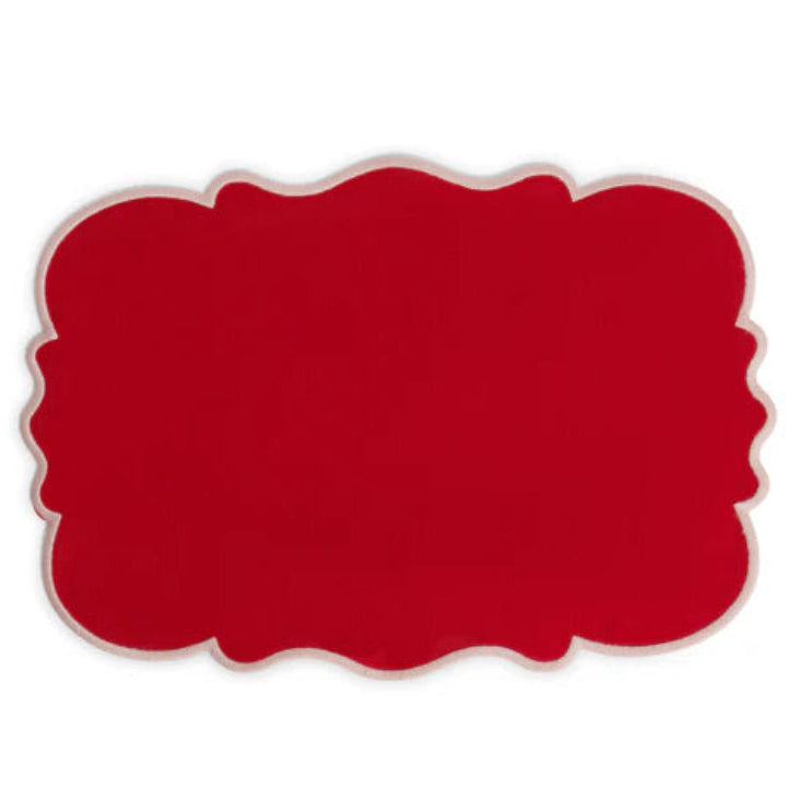 Set of 2 Scalloped Placemats - Red