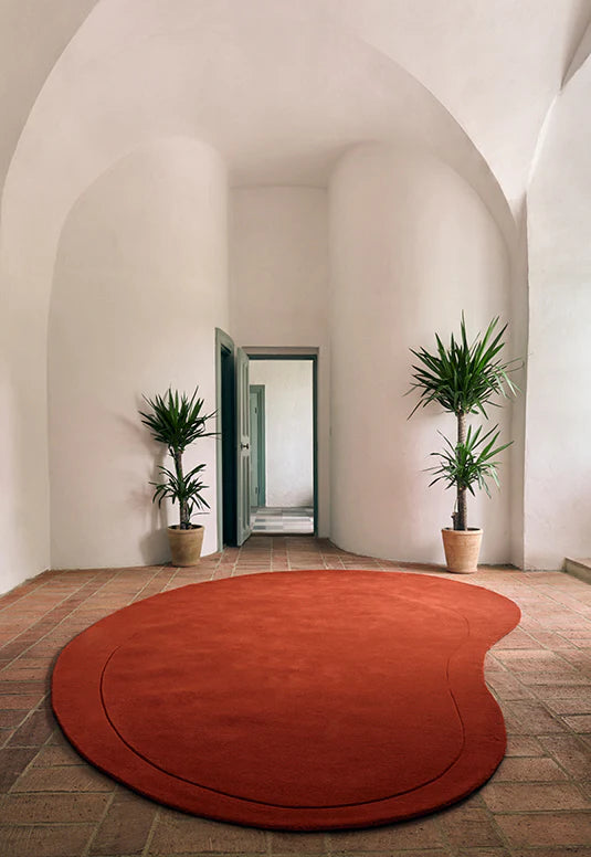 Residue Wool Rug - Tomato Red
