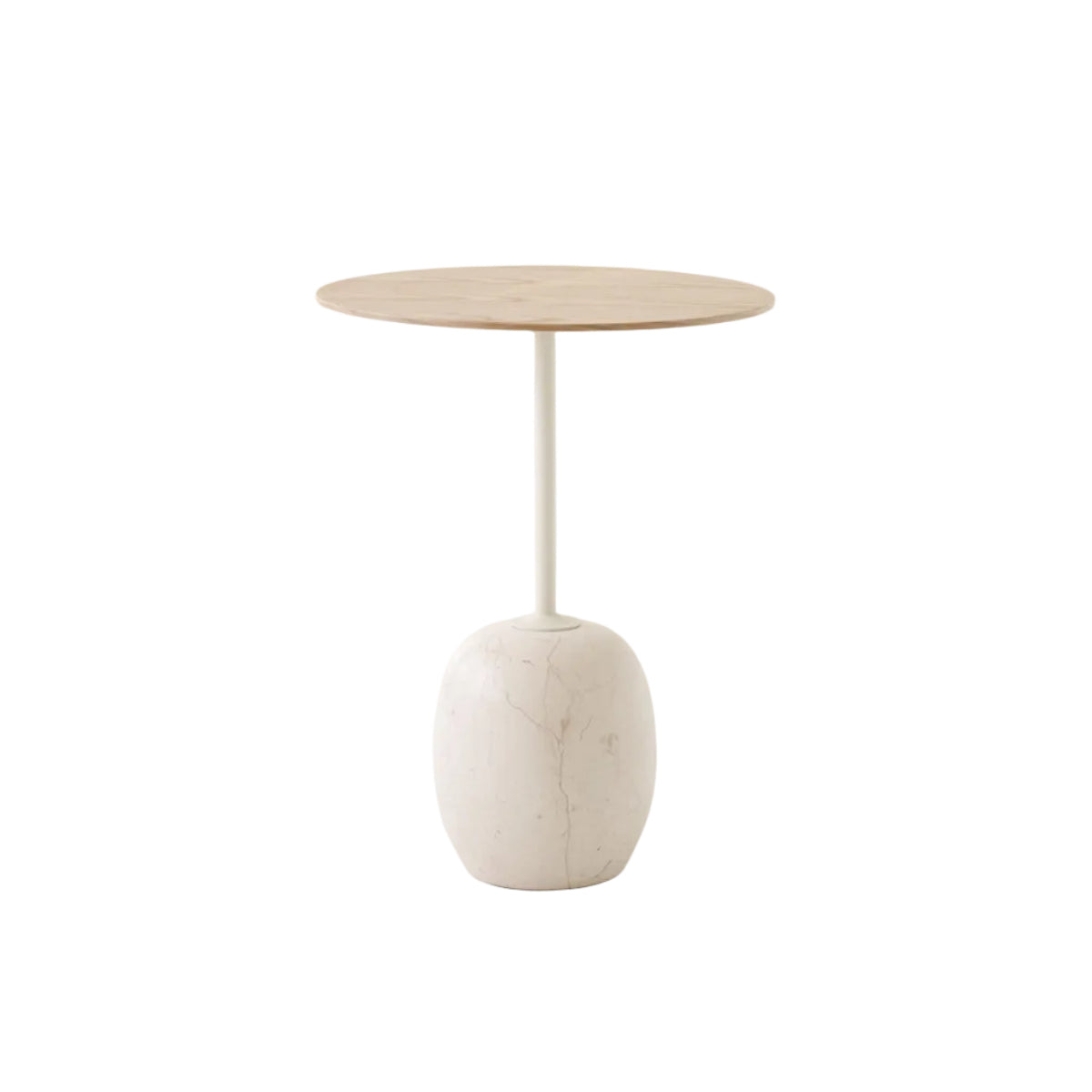 Lato Side Table LN8 Round - Lacquered Oak & Crema Diva
