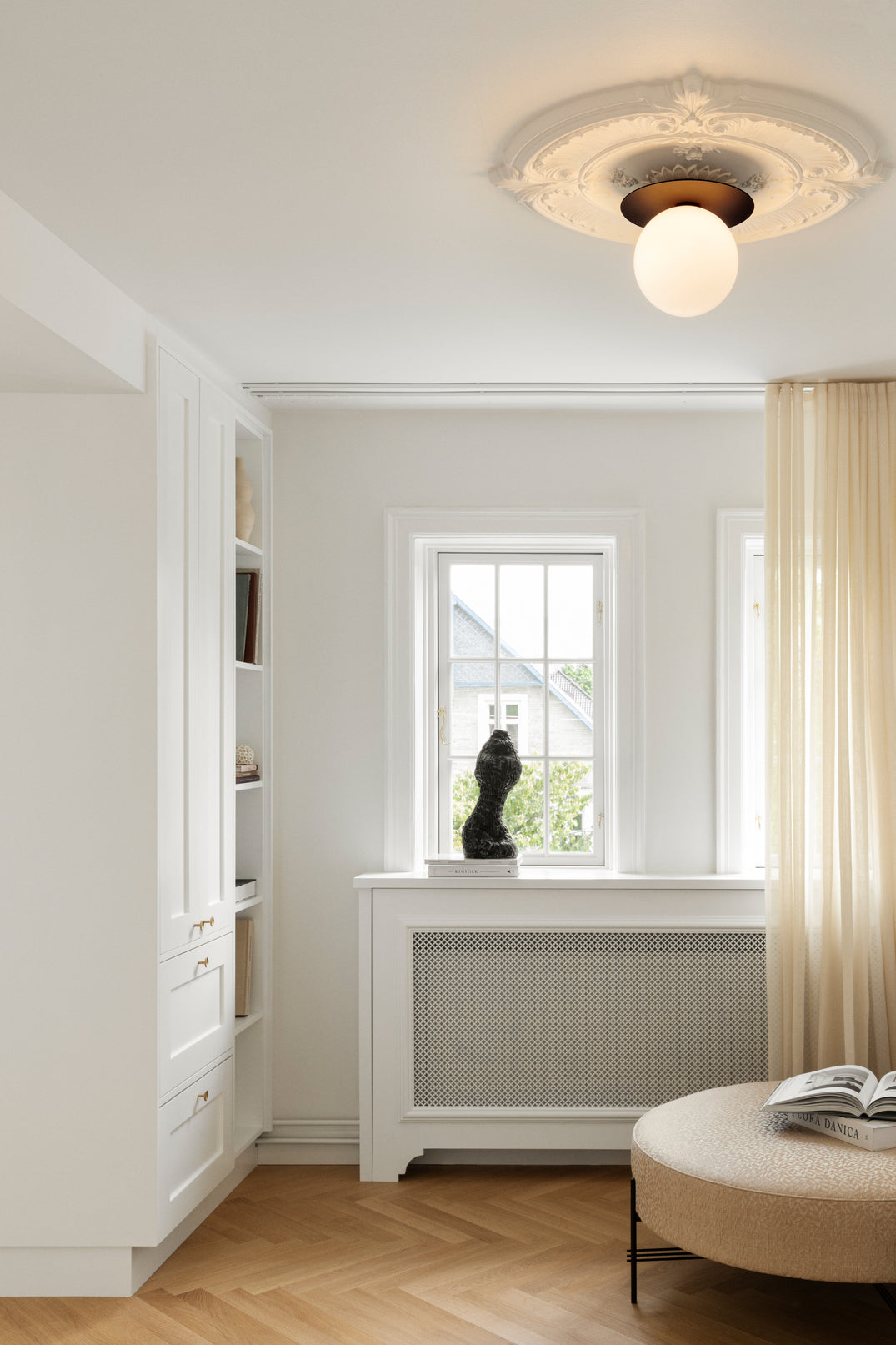 Wall / Ceiling Lamp Liila 1 - Dark Bronze - Opal White