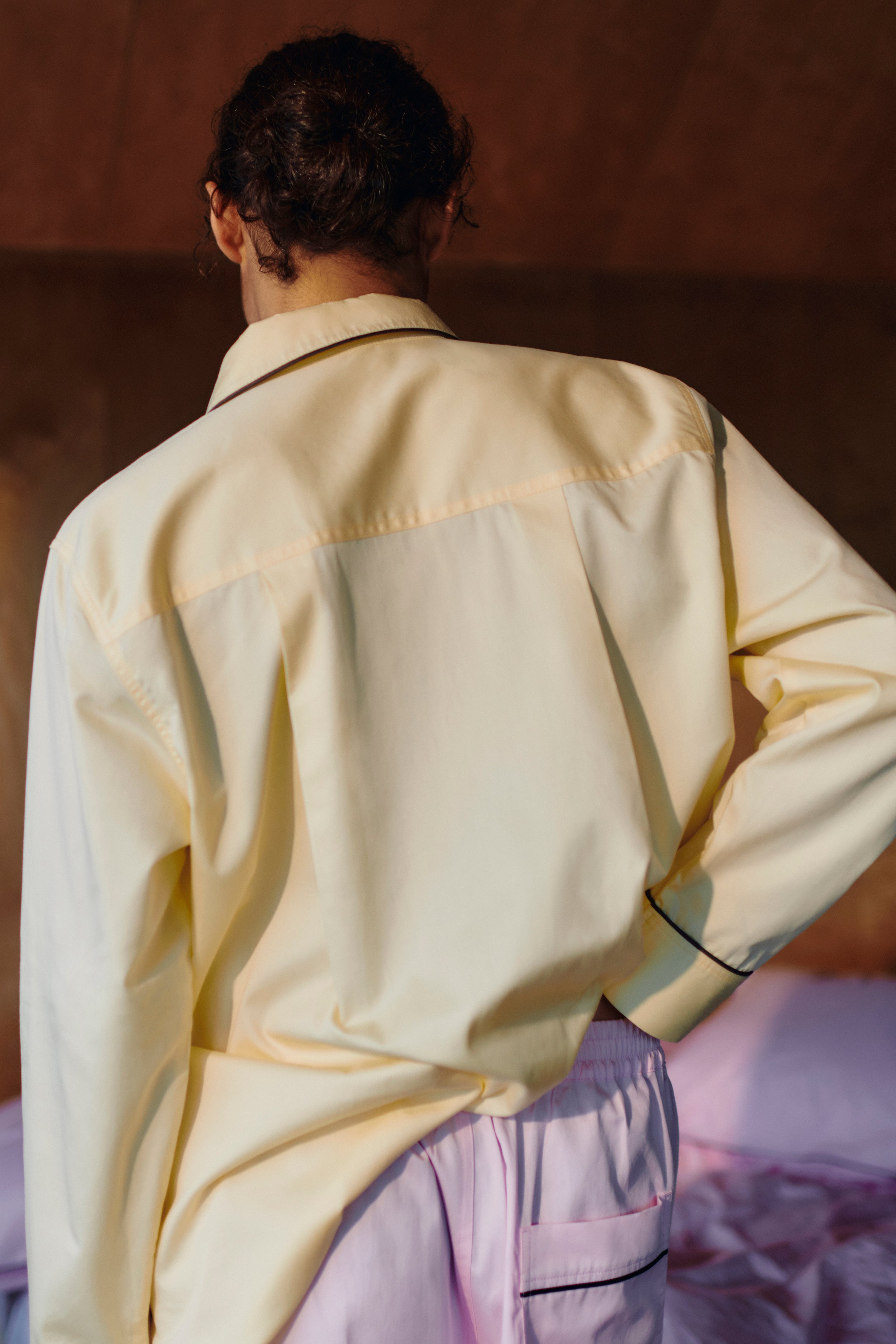 Outline Pyjama Shirt Long Sleeve - Soft Yellow