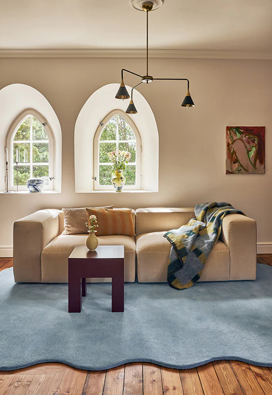 Scallop Wool Rug -  Soft Blue