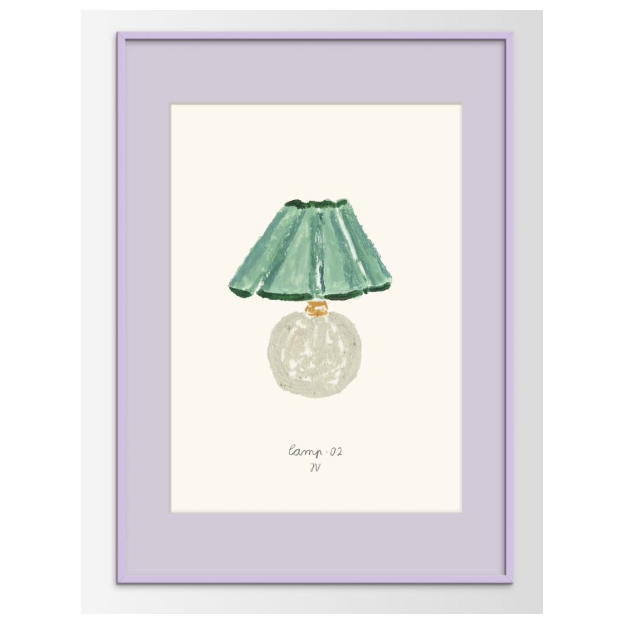 Isabelle Vandeplassche, Lamp 02, Lavender Passepartout, Lavender Wood Frame