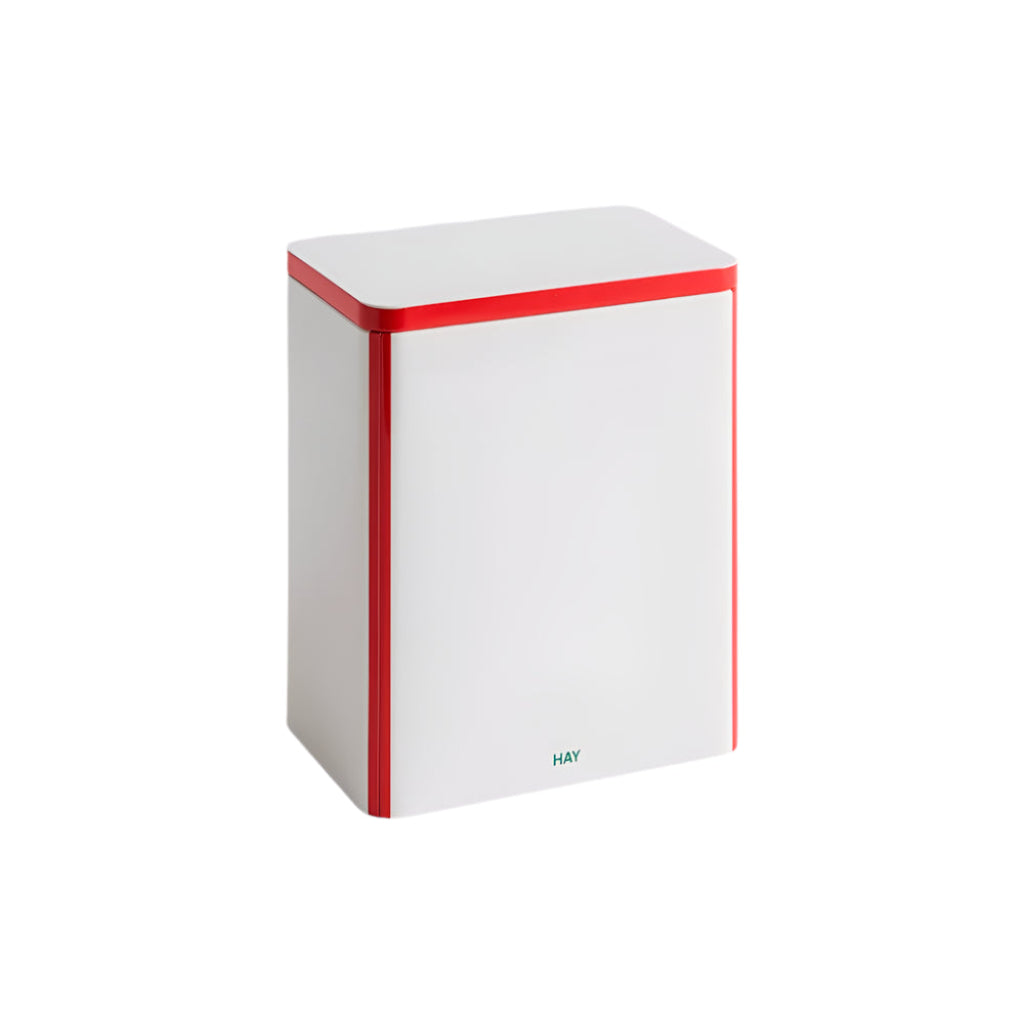 Tin Container-Large-Off-white and red