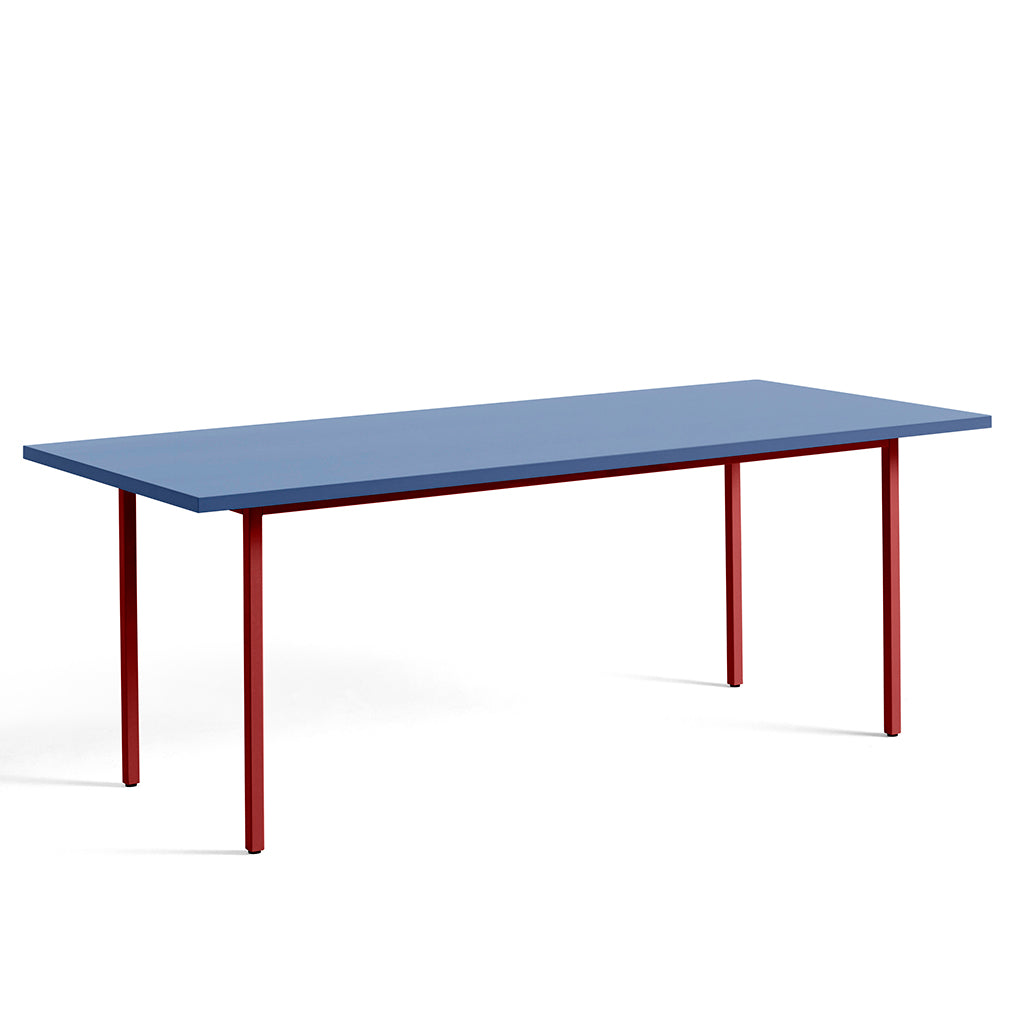 Two-Colour Rectangular Dining Table - Maroon red, Blue
