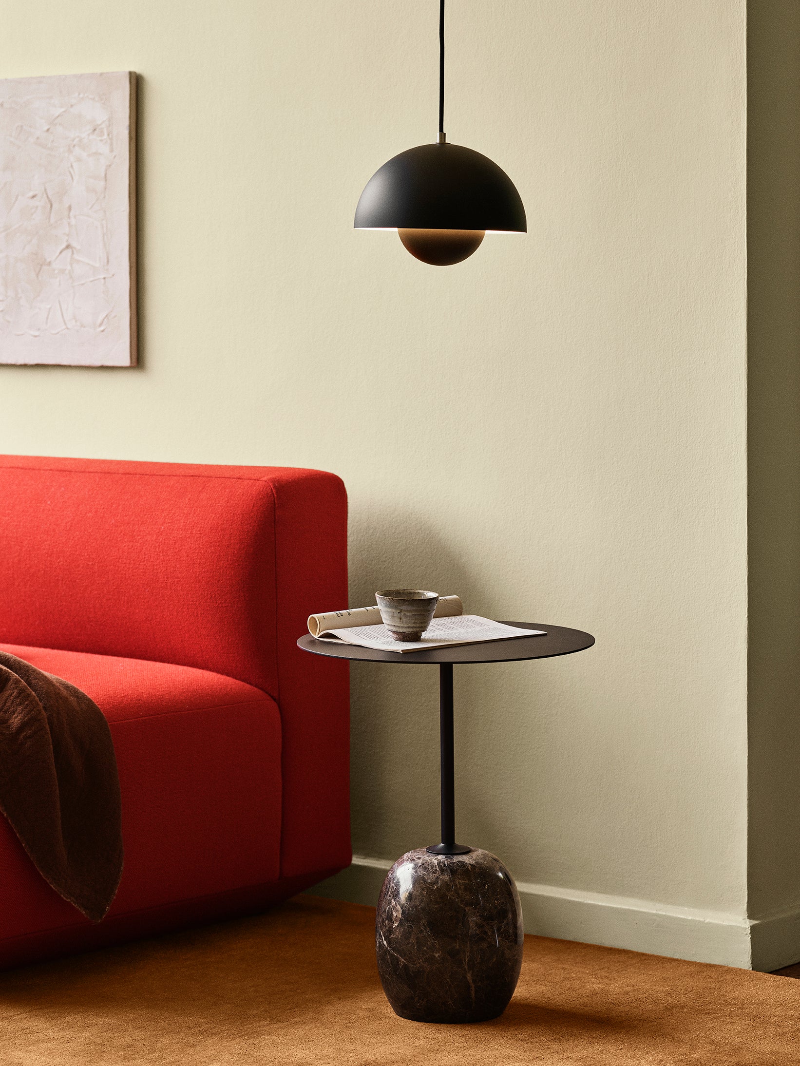 Lato Side Table LN8 Round - Warm Black & Emperador Marble